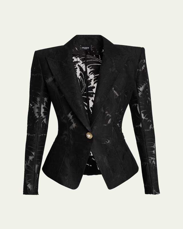 Single-Breasted Fitted Lace Jacket